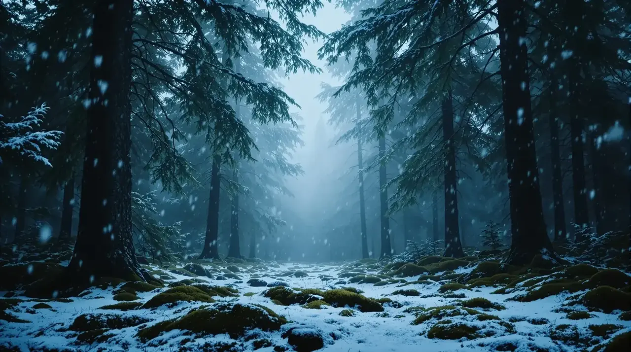松间雪落被窝影视冬季雪林剧照